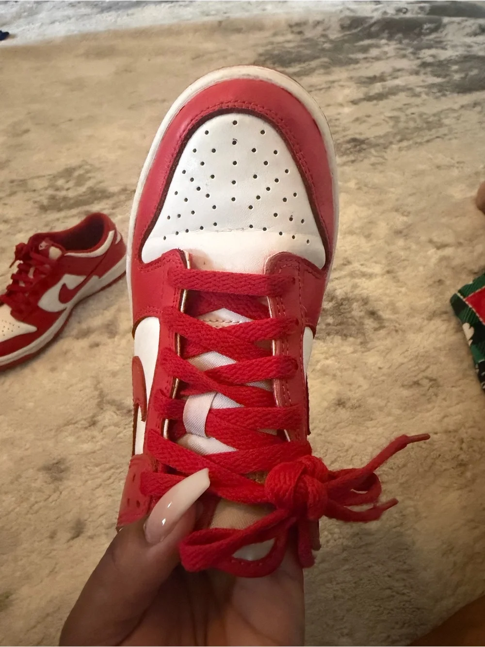 Nike Kids Red and White Low-Top Sneakers